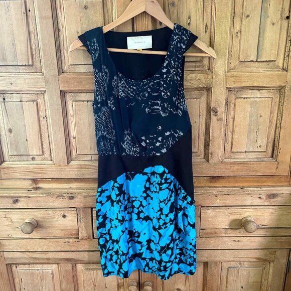 Anthropologie Dresses & Skirts - Leifsdottir Anthropologie Silk Mini Sheath Dress Blue Black Floral Womens Size 0